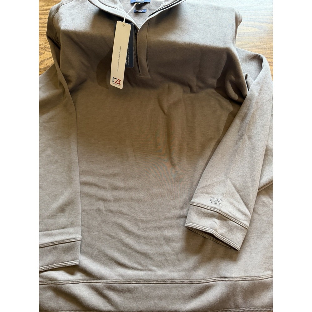 NWT Cutter Buck Peruvian Pima Cotton Quarter Zip Pullover Taupe Mens 5XB (B)